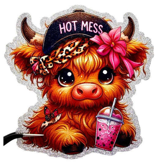 UV DTF Glitter Stickers | 3.5"–4" Textured Finish on Sparkly Silver Background – Waterproof Durable Decals for Tumblers, Laptops & More