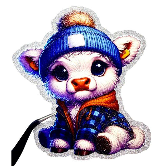 UV DTF Glitter Stickers | 3.5"–4" Textured Finish on Sparkly Silver Background – Waterproof Durable Decals for Tumblers, Laptops & More