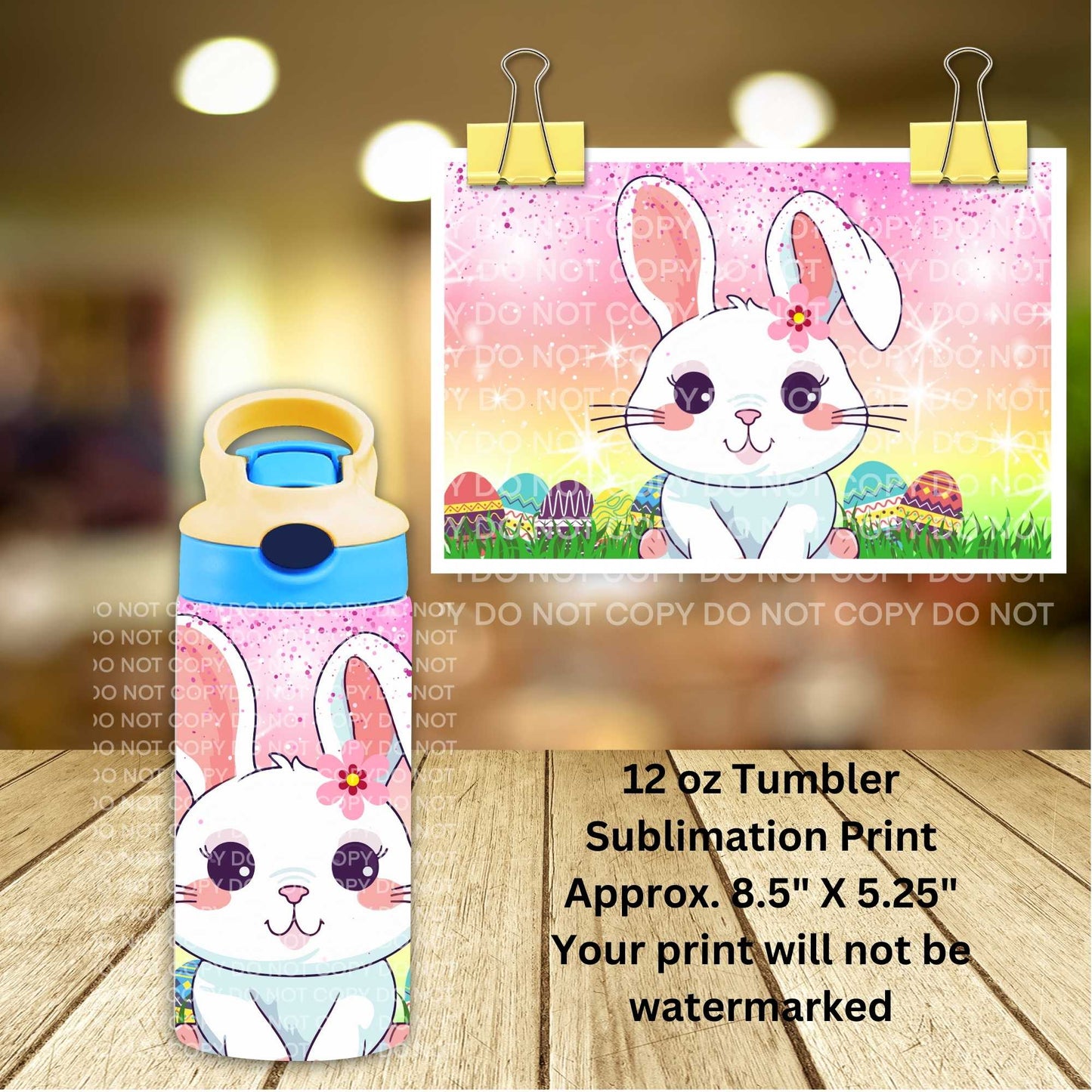 12oz Easter Rabbit Tumbler Sublimation Print | Kids