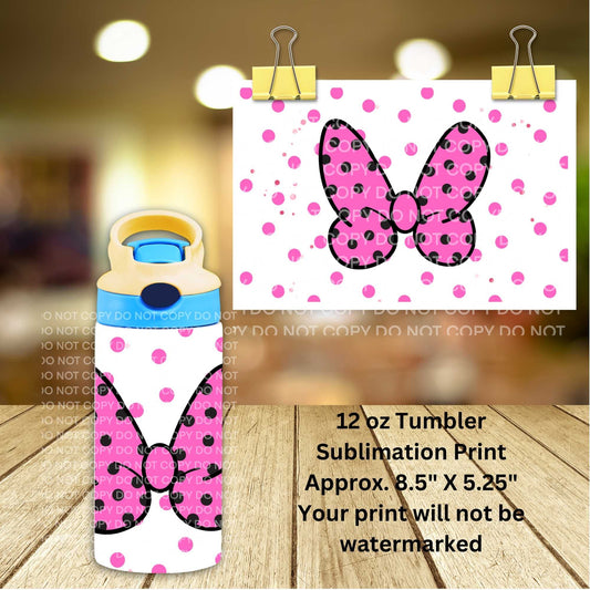 12oz Polka Dot Bow Tumbler Sublimation Print | Kids