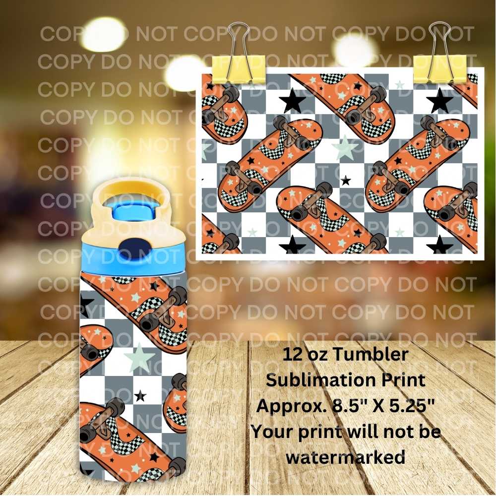 Skateboard 12oz Tumbler Sublimation Print | Kids