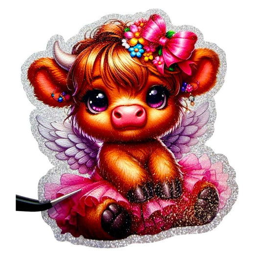 UV DTF Glitter Stickers | 3.5"–4" Textured Finish on Sparkly Silver Background – Waterproof Durable Decals for Tumblers, Laptops & More