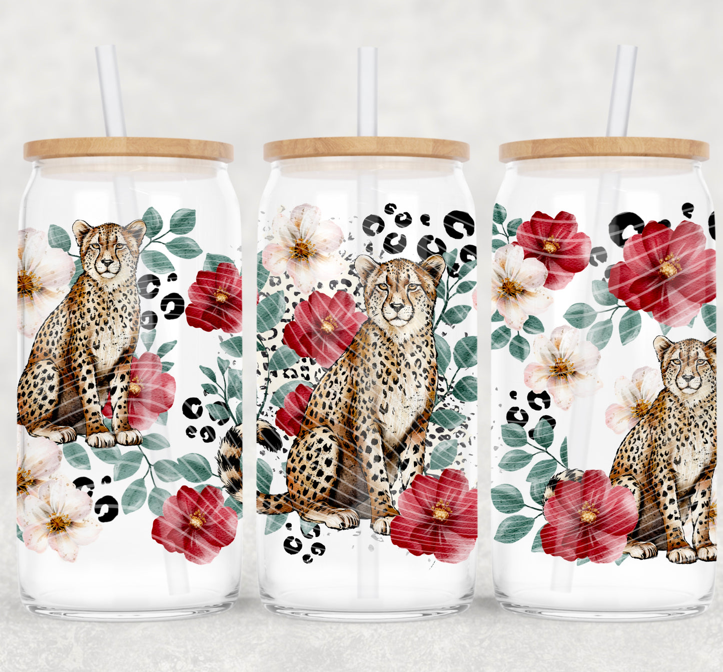Floral Cheetah Uv Dtf Wrap