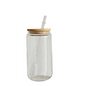 Glass Tumbler 16oz Clear With Bamboo Lid
