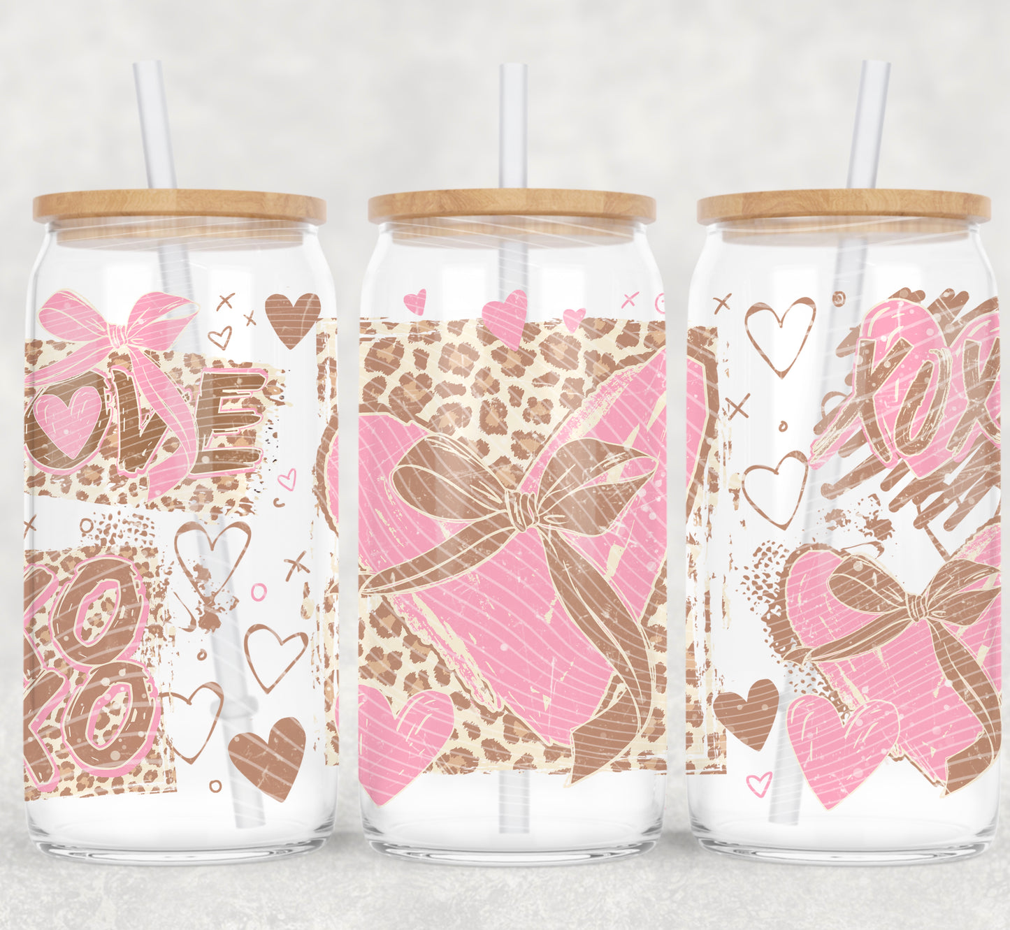 Leopard & Hearts Uv Dtf Wrap Double Sided
