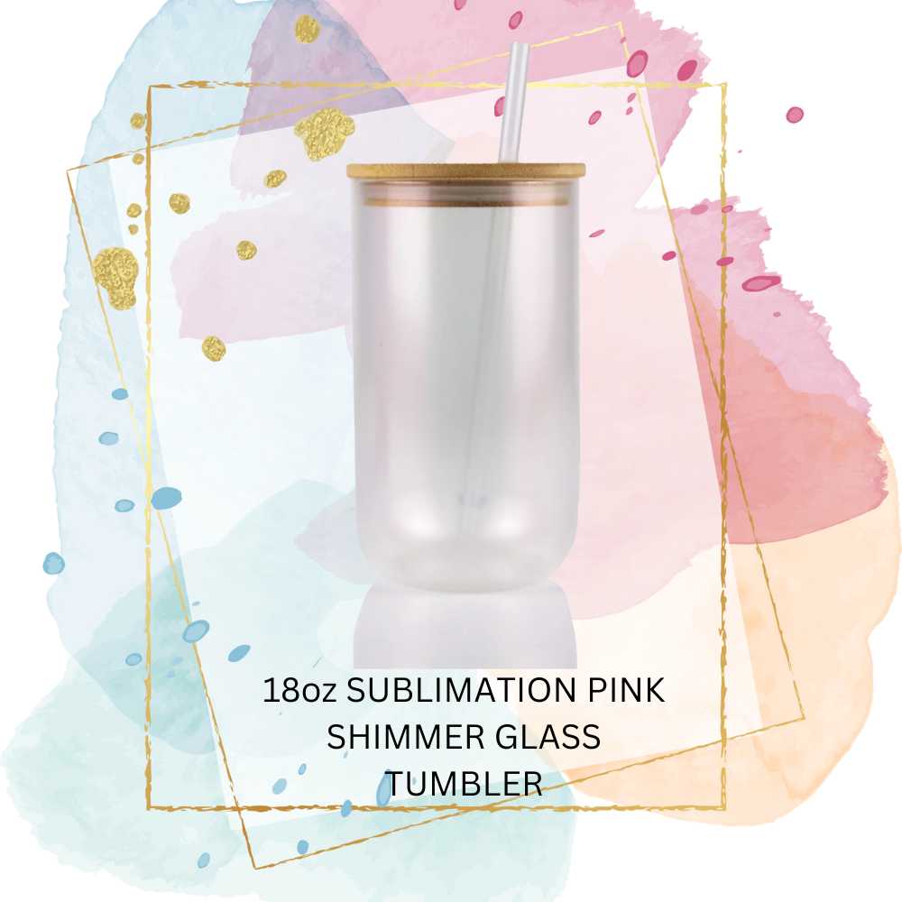 18oz Sublimattion Pink Shimmer Glass Wine Tumbler Hogg Brand