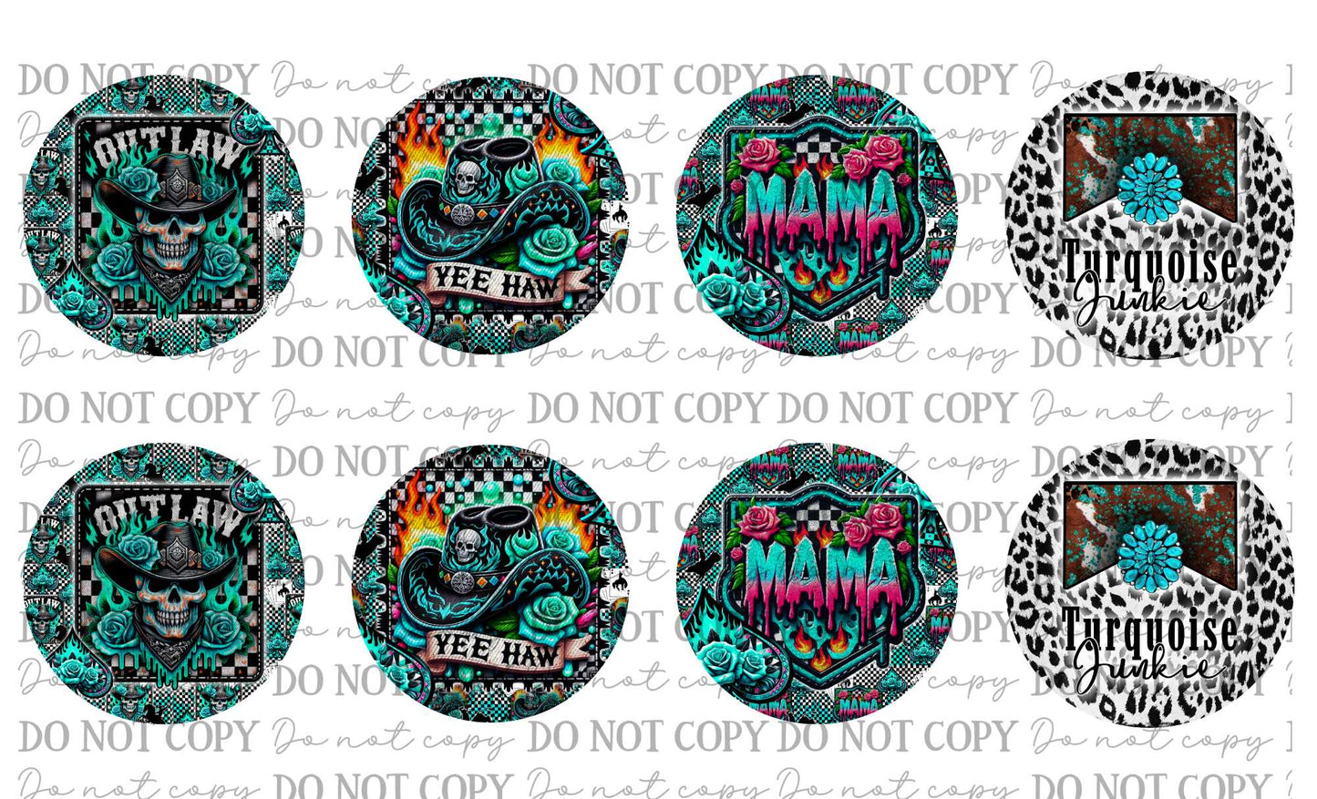 Western Yallternative Faux Patches Car Coasters Sublimation Print