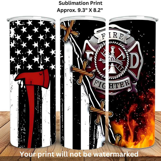 Firefighter 20oz Skinny Tumbler Sublimation Print