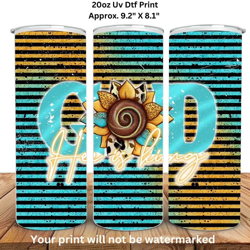 God He Is King 20oz Skinny Tumbler Sublimation Print
