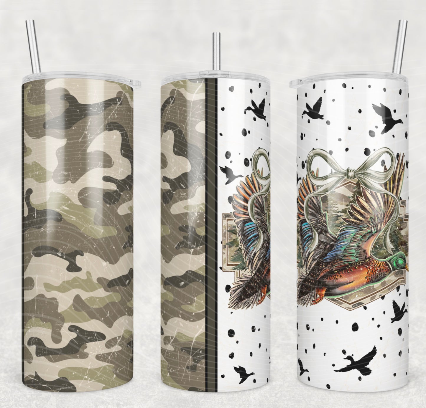 Duck Camo Bow 20oz Skinny Tumbler Sublimation Print