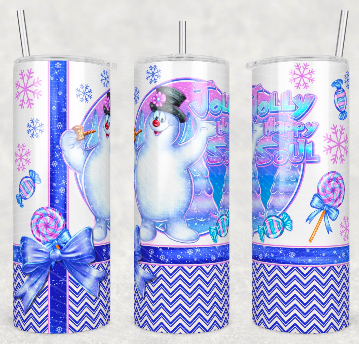 Snowman Jolly Happy Soul 20oz Skinny Tumbler Sublimation Print
