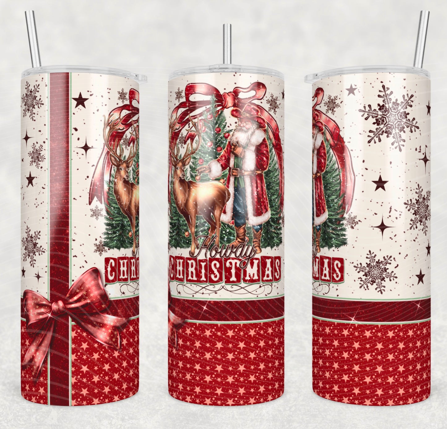 Howdy Christmas 20oz Skinny Tumbler Sublimation Print