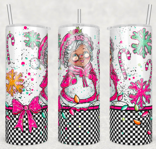 Brown Mrs Claus 20oz Skinny Tumbler Sublimation Print