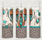 Western Turqoise Heart 20oz Skinny Tumbler Sublimation Print