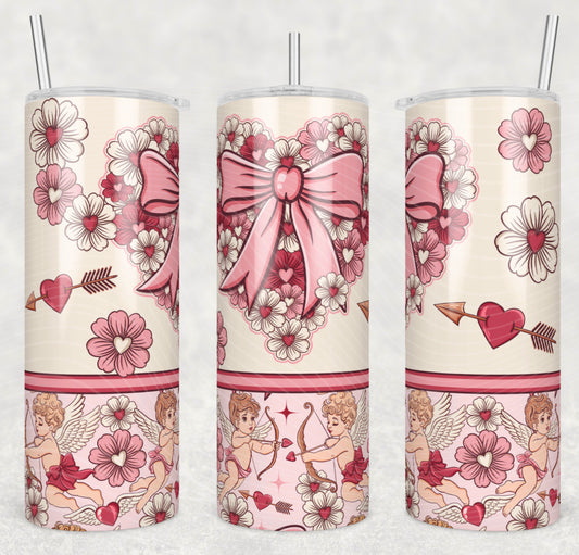 Floral Cupid 20oz Skinny Tumbler Sublimation Print