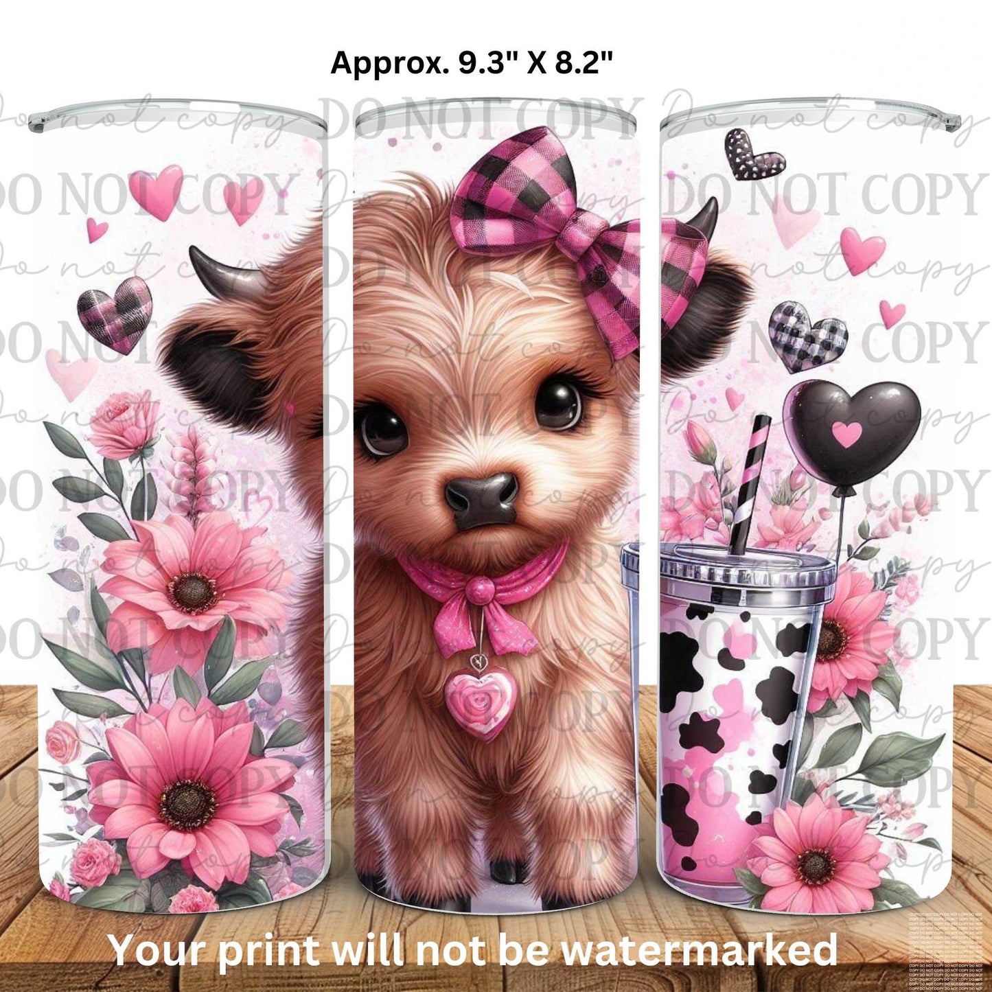 Baby Highland Cow 20oz Skinny Tumbler Sublimation Print