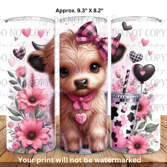 Baby Highland Cow 20oz Skinny Tumbler Sublimation Print