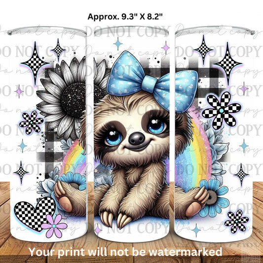 Baby Sloth 20oz Skinny Tumbler Sublimation Print