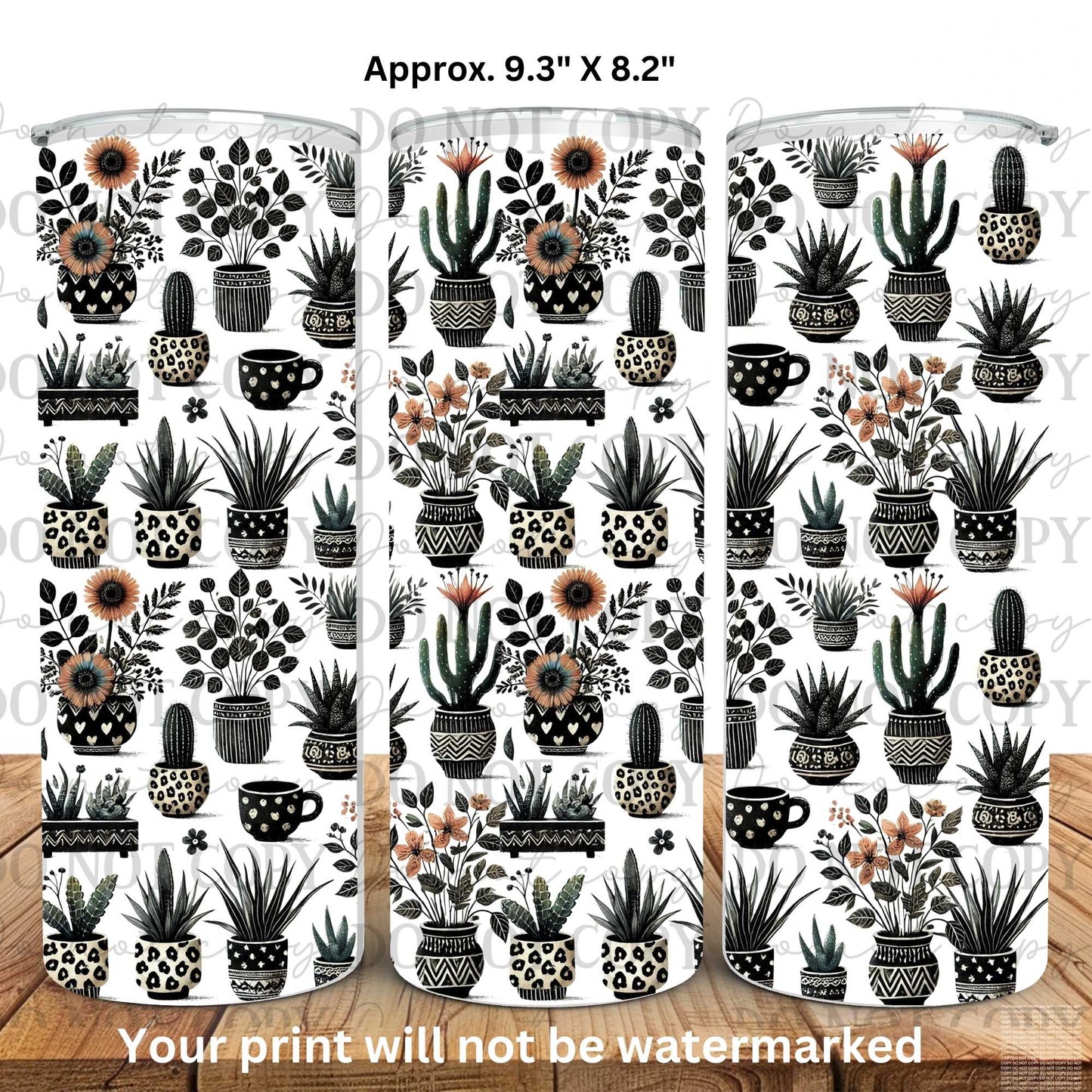 Cactus And Coffee 20oz Skinny Tumbler Sublimation Print