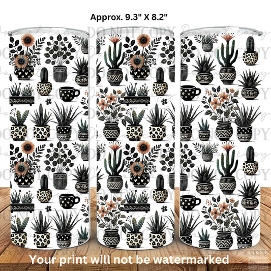 Cactus And Coffee 20oz Skinny Tumbler Sublimation Print