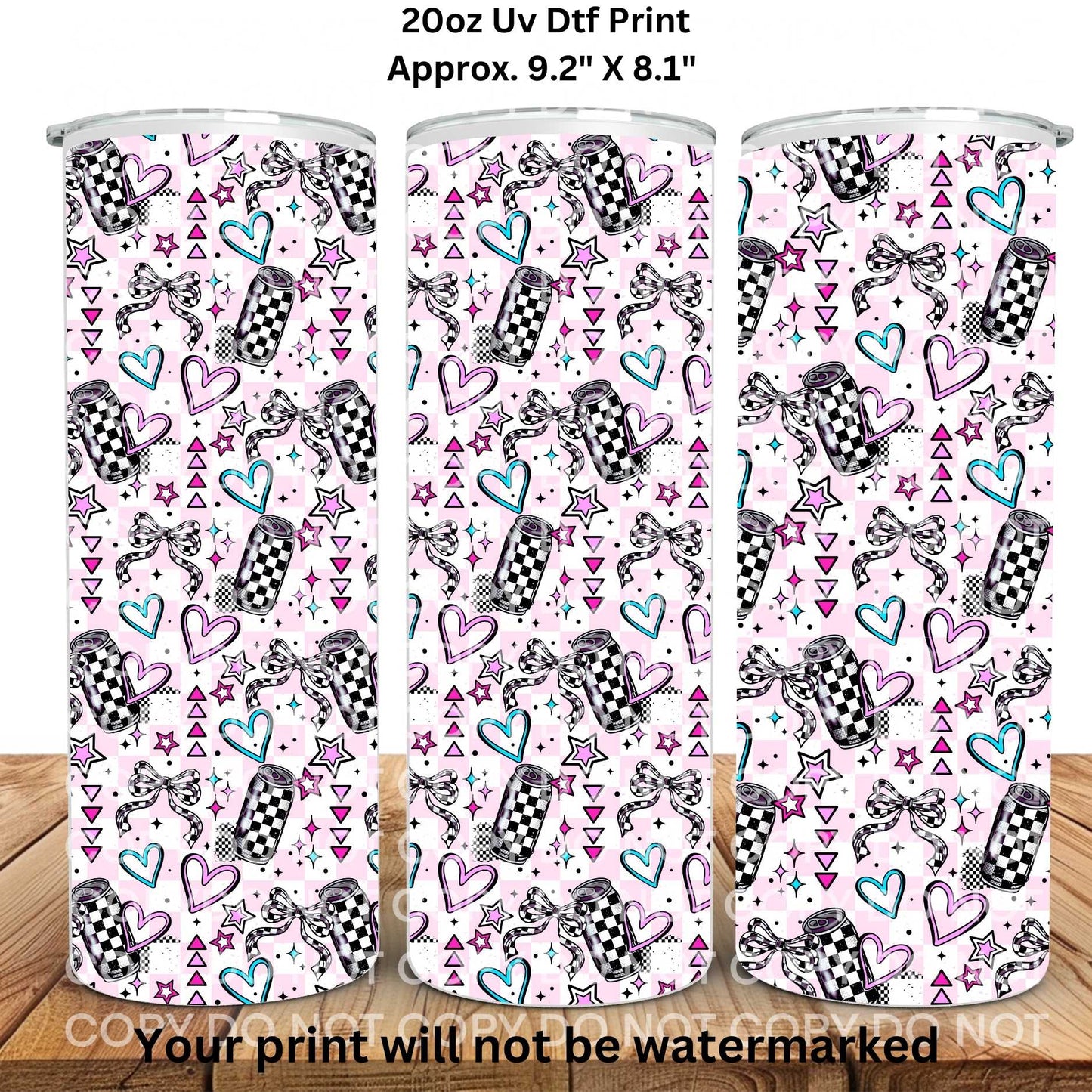 Checkered Soda Cans 20oz Skinny Tumbler Sublimation Print
