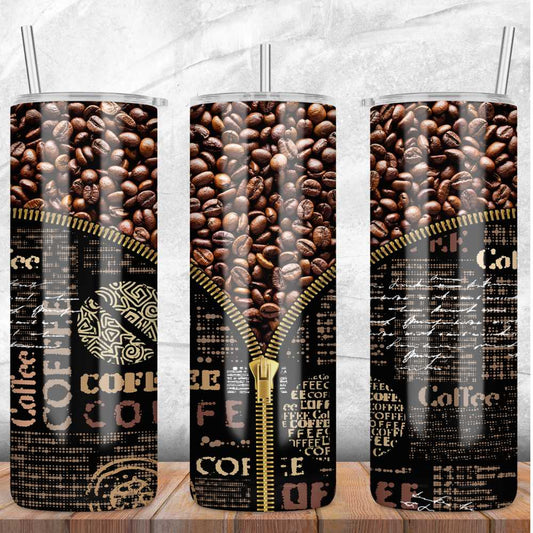 Coffee Beans Zipper Skinny Tumbler Sublimation Print