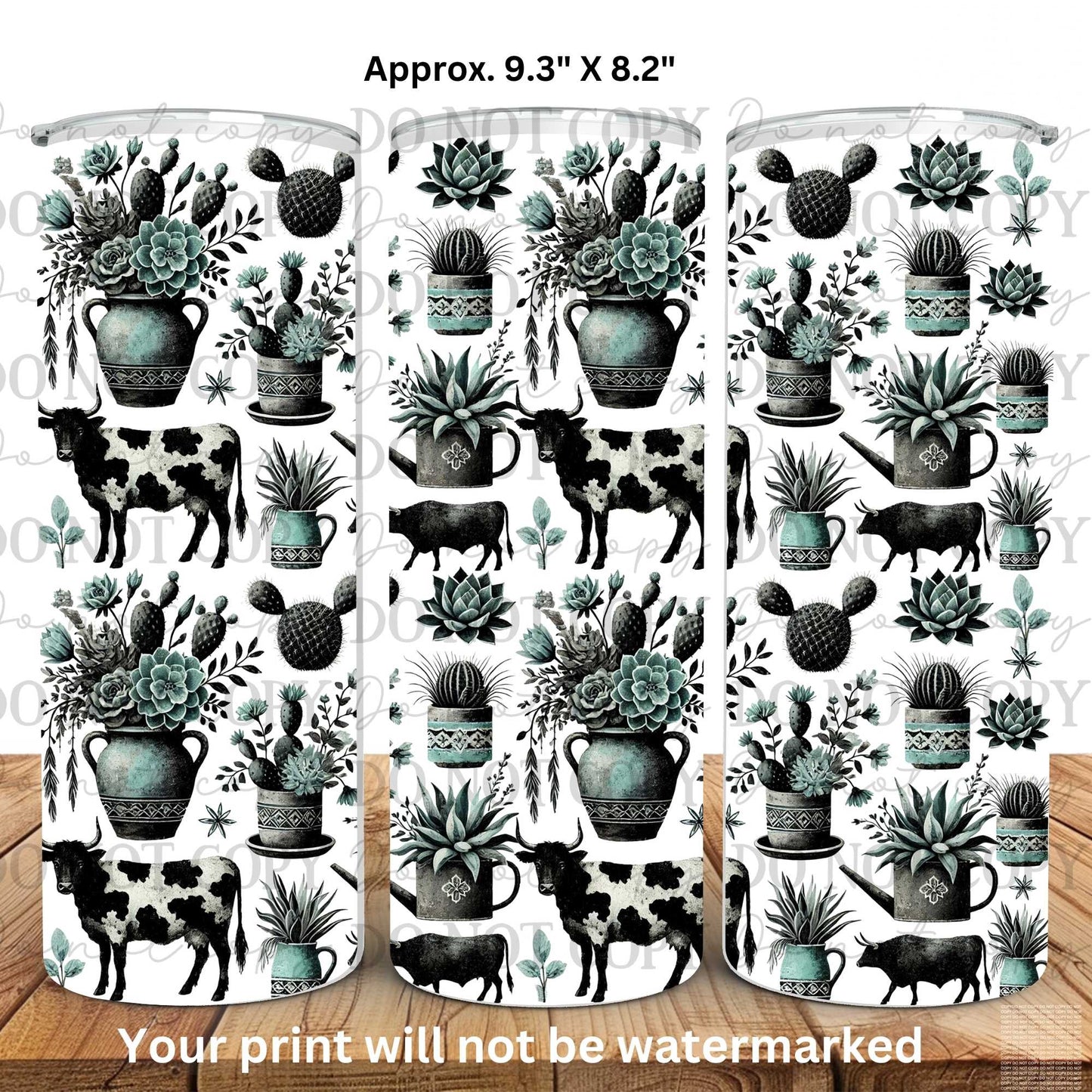 Cows And Cactus 20oz Skinny Tumbler Sublimation Print