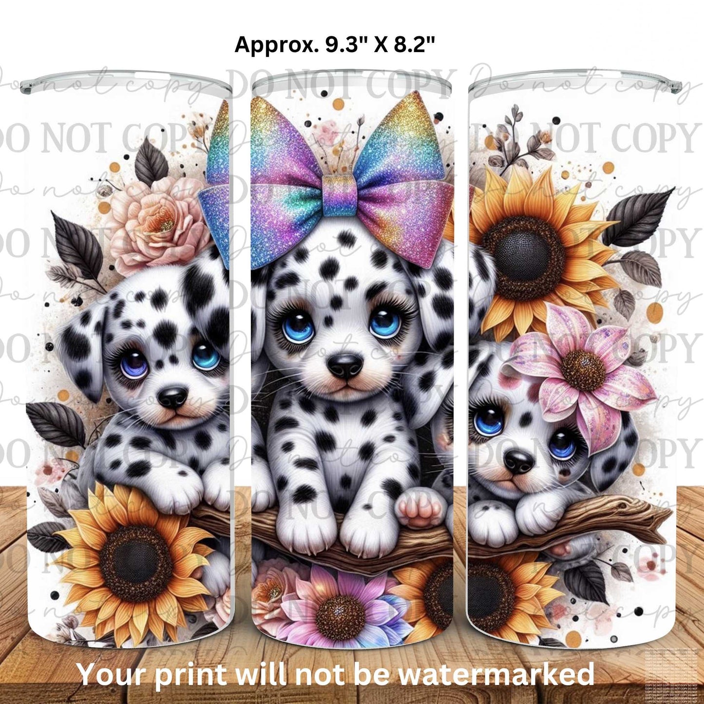 Dalmation Puppies & Sunflowers 20oz Skinny Tumbler Sublimation Print