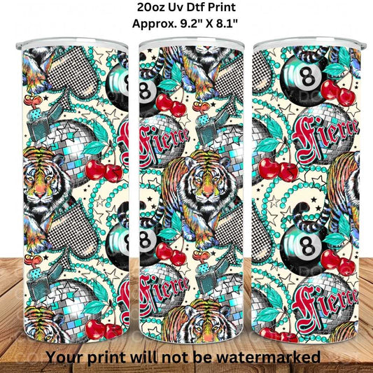 Fierce Tiger 20oz Skinny Tumbler Sublimation Print V2
