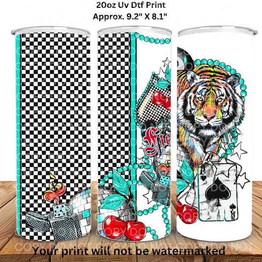 Fierce Tiger 20oz Skinny Tumbler Sublimation Print V1
