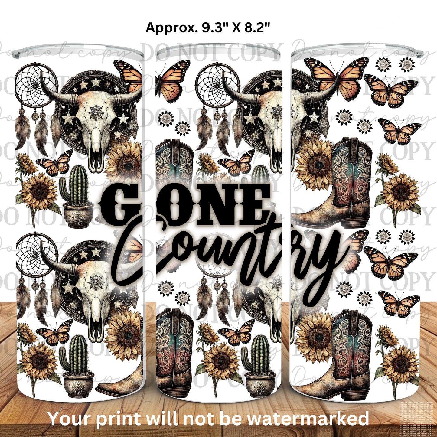 Gone Country 20oz Skinny Tumbler Sublimation Print