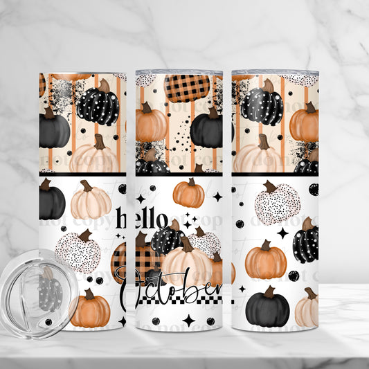 Hello October 20oz Skinny Tumbler Sublimation Print