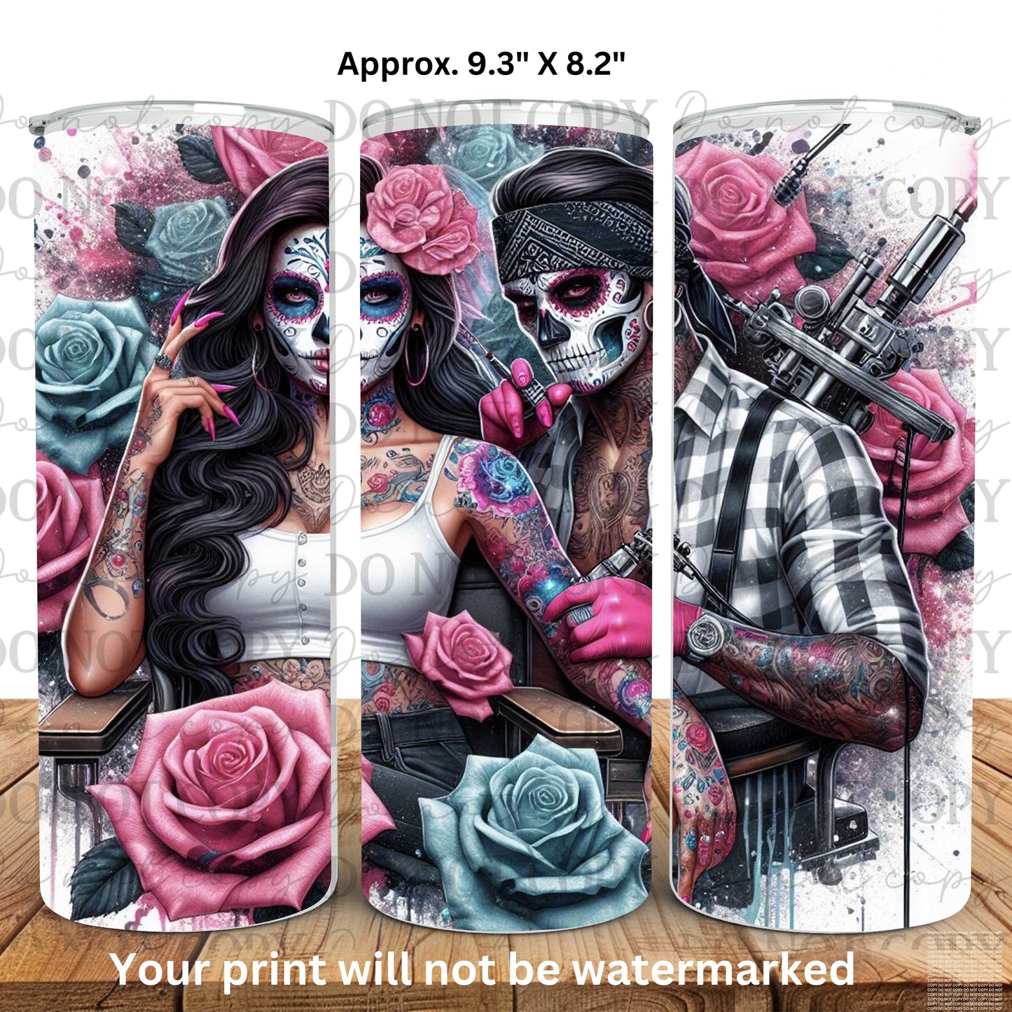 His Hers Tattoos 20oz Skinny Tumbler Sublimation Print