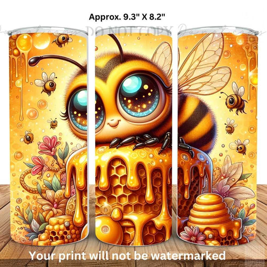 Honeycomb Bee 20oz Skinny Tumbler Sublimation Print