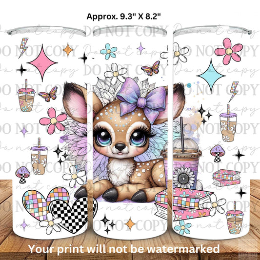 Iced Coffee Baby Deer 20oz Skinny Tumbler Sublimation Print