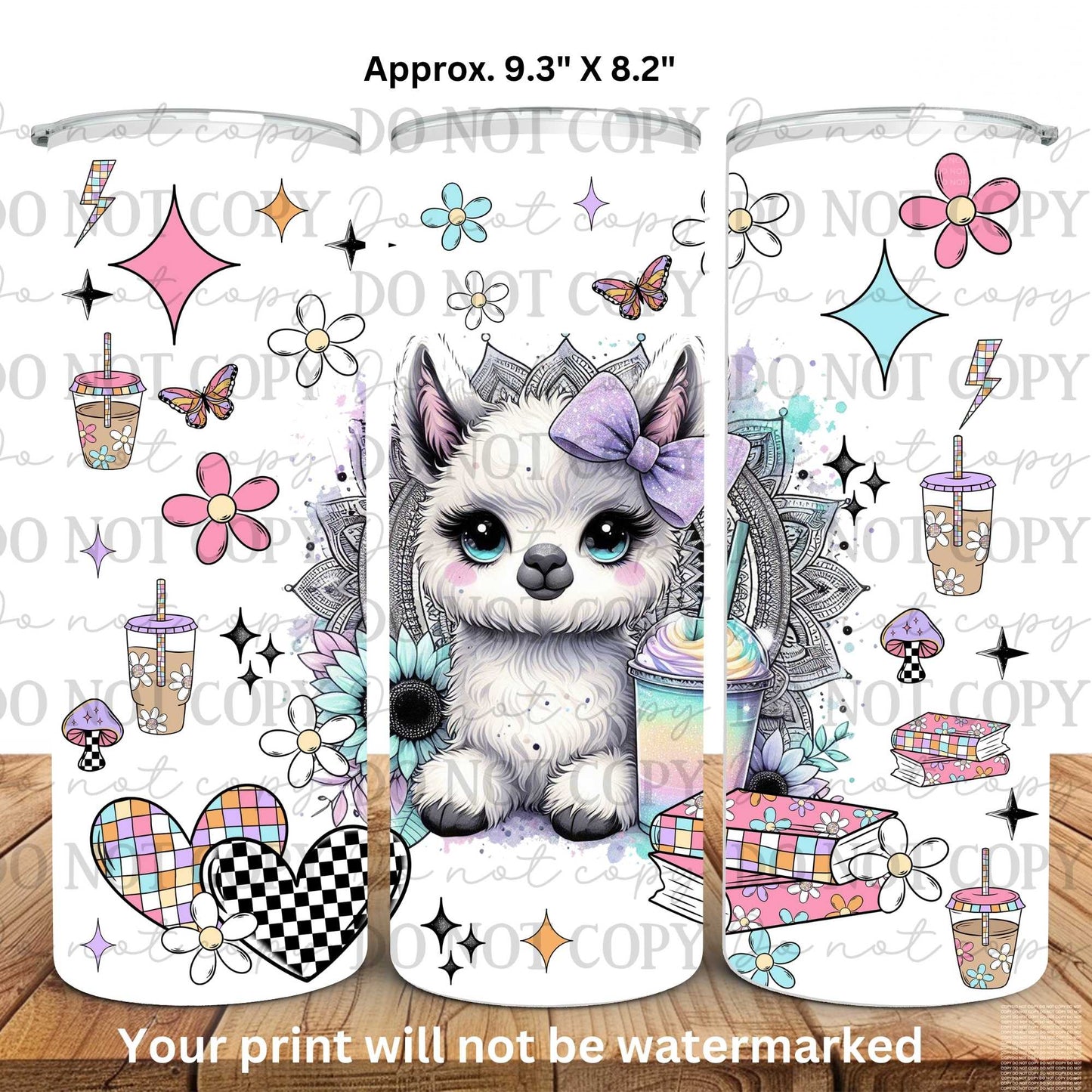 Iced Coffee Baby Lama 20oz Skinny Tumbler Sublimation Print
