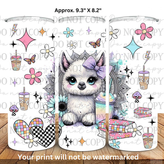 Iced Coffee Baby Lama 20oz Skinny Tumbler Sublimation Print