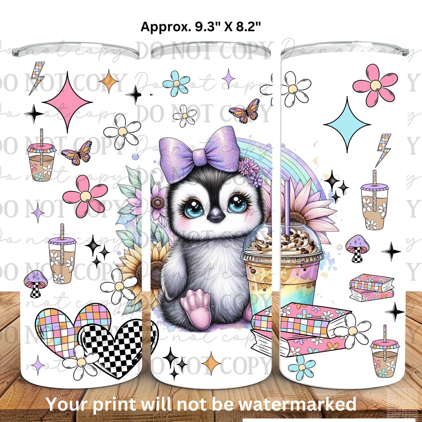 Iced Coffee Baby Penguin 20oz Skinny Tumbler Sublimation Print