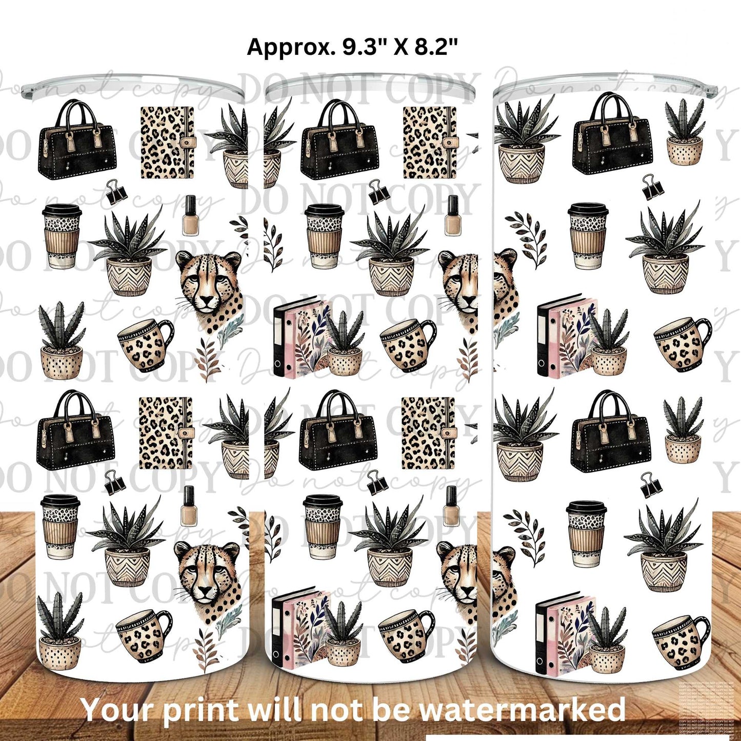 Leopard Office Essentials 20oz Skinny Tumbler Sublimation Print