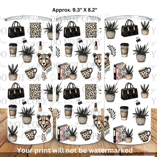 Leopard Office Essentials 20oz Skinny Tumbler Sublimation Print