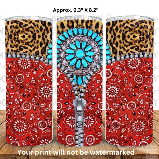 Leopard Turquoise Bandana Skinny Tumbler Sublimation Print