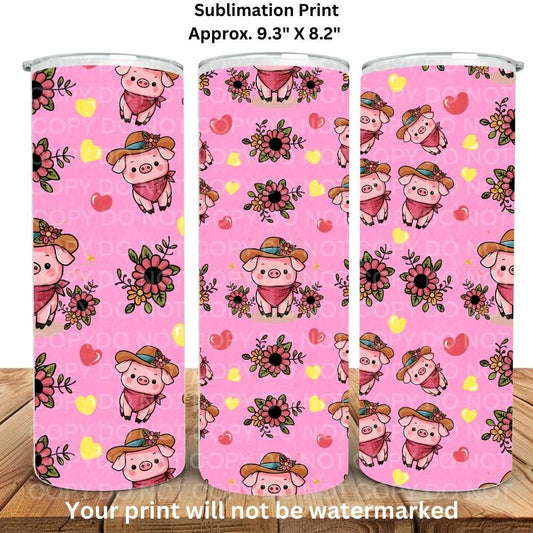 Little Pigs 20oz Skinny Tumbler Sublimation Print