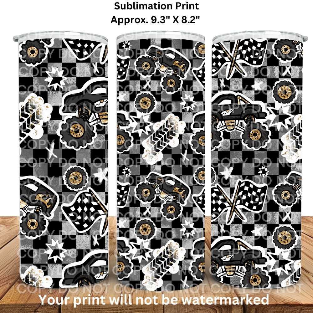 Monster Trucks Off Roadin' 4X4 20oz Skinny Tumbler Sublimation Print