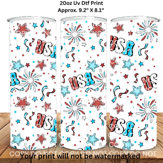 Party In The USA 20oz Skinny Tumbler Sublimation Print