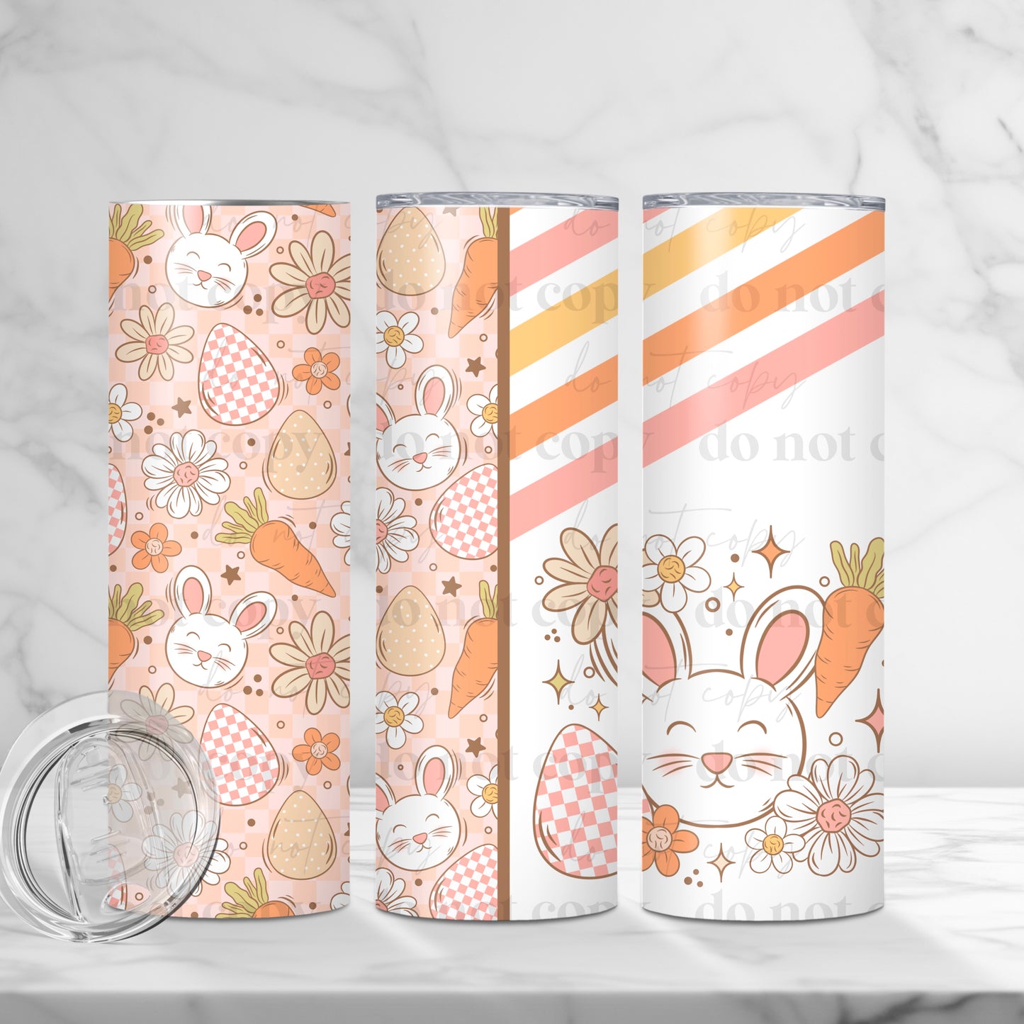 Pastel Easter Bunny 20oz Skinny Tumbler Sublimation Print