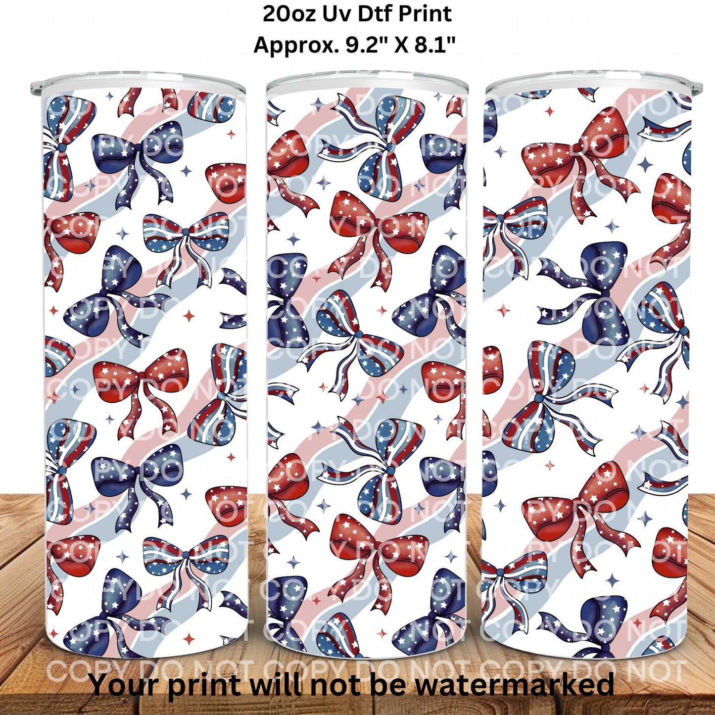 Patriotic Bows 20oz Skinny Tumbler Sublimation Print