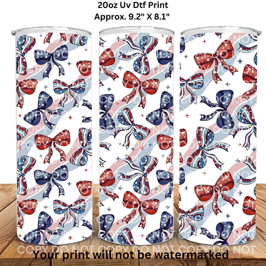 Patriotic Bows 20oz Skinny Tumbler Sublimation Print