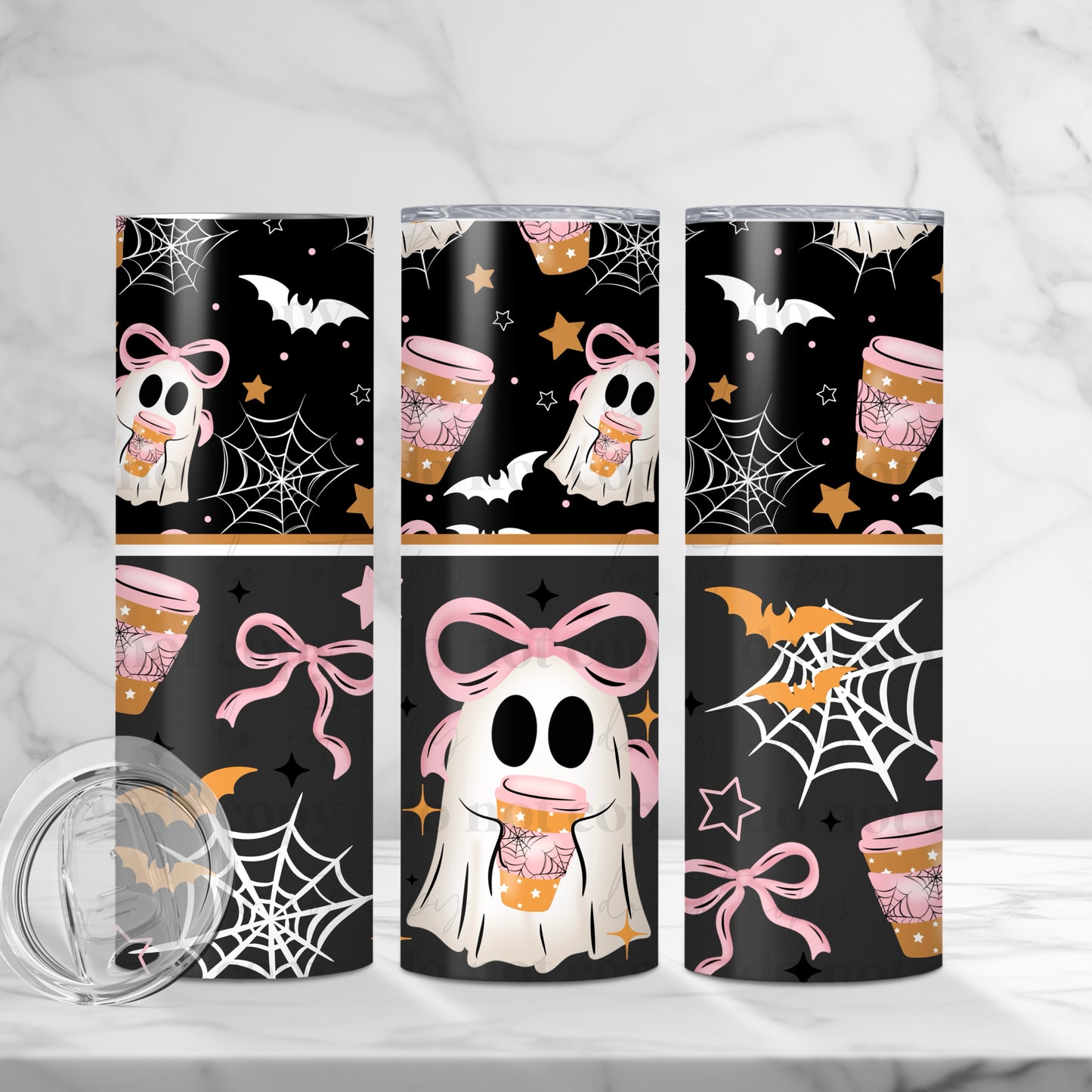 Pink Bow Ghostie 20oz Skinny Tumbler Sublimation Print