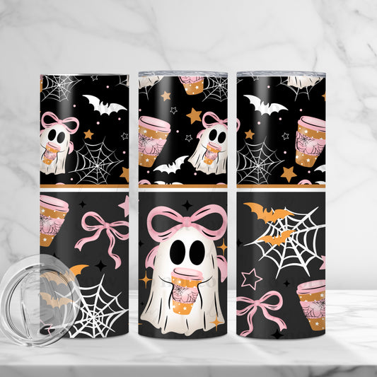 Pink Bow Ghostie 20oz Skinny Tumbler Sublimation Print