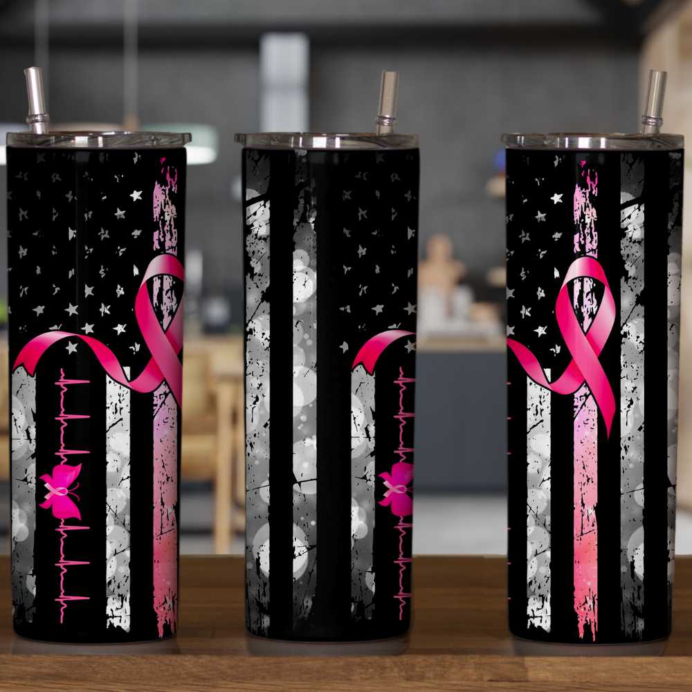 Pink Ribbon Awareness Skinny Tumbler Sublimation Print